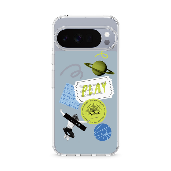 Slim Protection Case［ Playful sticker - Dusty Blue ］