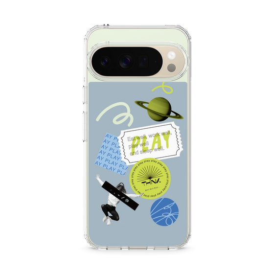Slim Protection Case［ Playful sticker - Dusty Blue ］