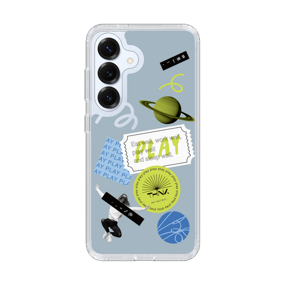 Slim Protection Case［ Playful sticker - Dusty Blue ］