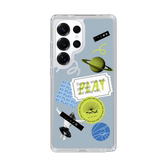 Slim Protection Case［ Playful sticker - Dusty Blue ］