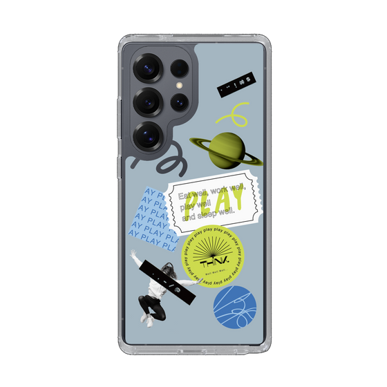 Slim Protection Case［ Playful sticker - Dusty Blue ］
