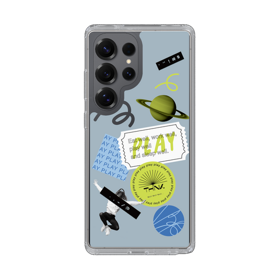 Slim Protection Case［ Playful sticker - Dusty Blue ］