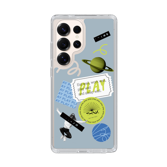 Slim Protection Case［ Playful sticker - Dusty Blue ］