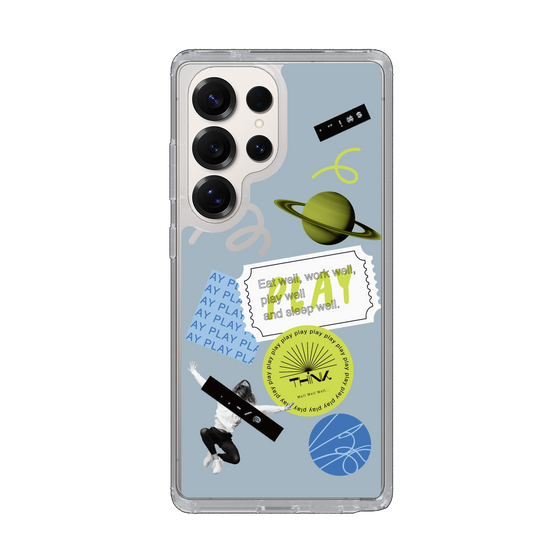 Slim Protection Case［ Playful sticker - Dusty Blue ］