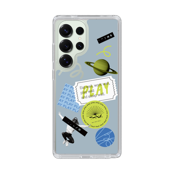 Slim Protection Case［ Playful sticker - Dusty Blue ］