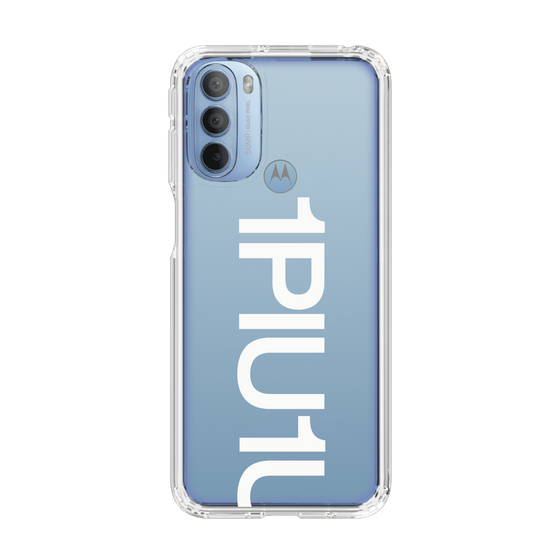 Slim Protection Case for Motorola moto g31［ 1PIU1UGUALE3 - Logo Bold -White ］