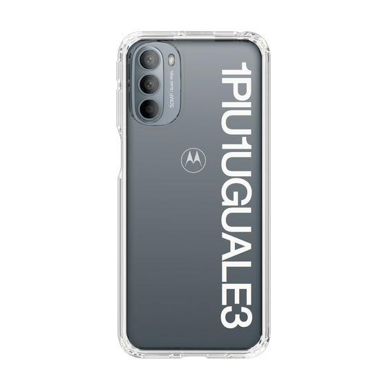 Slim Protection Case for Motorola moto g31［ 1PIU1UGUALE3 - Logo - White ］