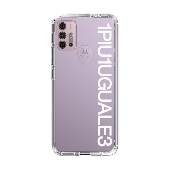 Slim Protection Case for Motorola moto g30［ 1PIU1UGUALE3 - Logo - White ］