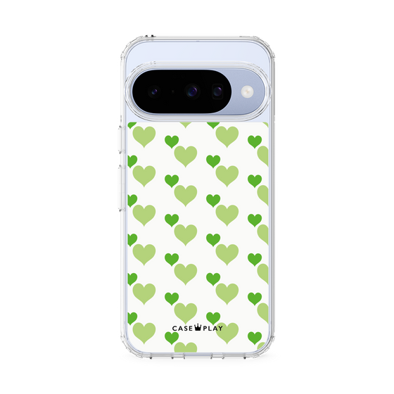 Slim Protection Case［ Stripe Hearts - Green ］