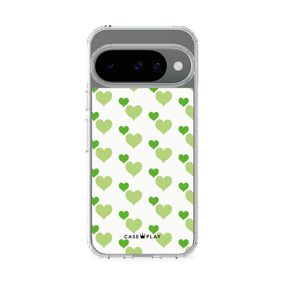 Slim Protection Case［ Stripe Hearts - Green ］