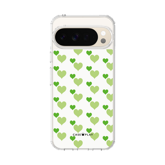 Slim Protection Case［ Stripe Hearts - Green ］