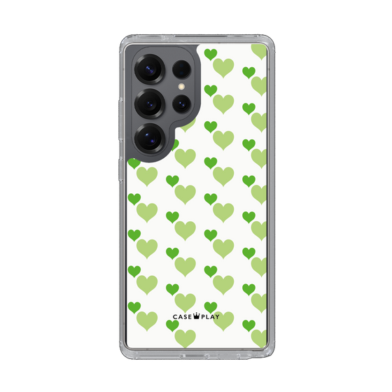 Slim Protection Case［ Stripe Hearts - Green ］