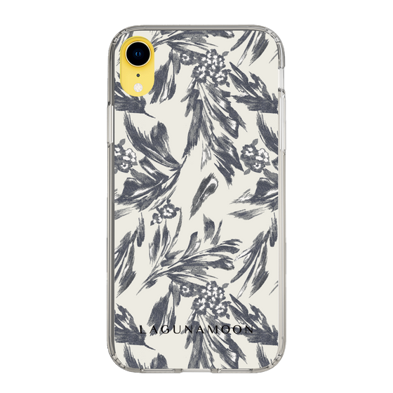 Slim Protection Case［ LAGUNAMOON - BotanicalJacquard - White×Black ］