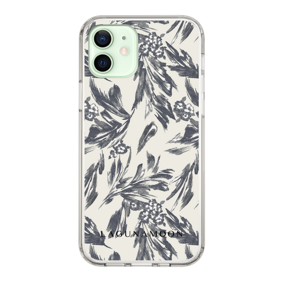 Slim Protection Case［ LAGUNAMOON - BotanicalJacquard - White×Black ］
