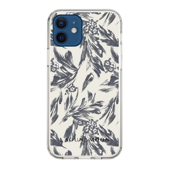 Slim Protection Case［ LAGUNAMOON - BotanicalJacquard - White×Black ］