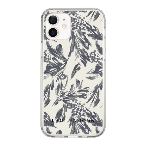Slim Protection Case［ LAGUNAMOON - BotanicalJacquard - White×Black ］