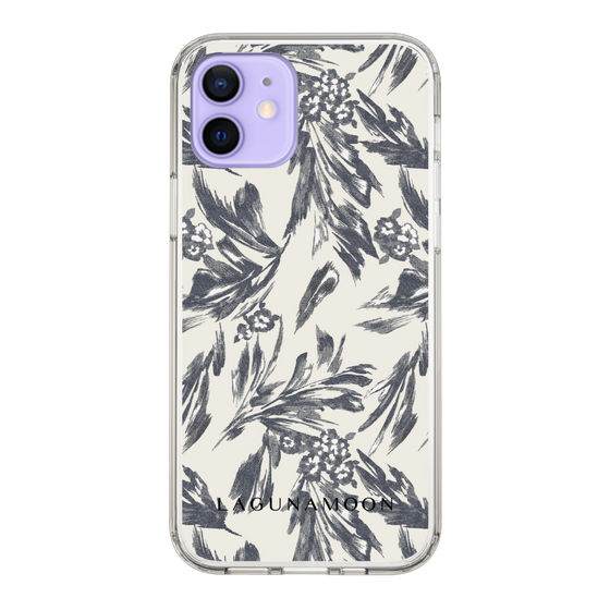 Slim Protection Case［ LAGUNAMOON - BotanicalJacquard - White×Black ］