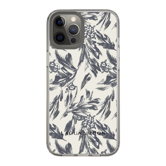 Slim Protection Case［ LAGUNAMOON - BotanicalJacquard - White×Black ］