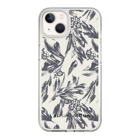 Slim Protection Case［ LAGUNAMOON - BotanicalJacquard - White×Black ］