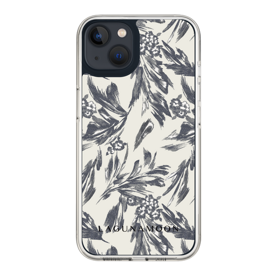 Slim Protection Case［ LAGUNAMOON - BotanicalJacquard - White×Black ］