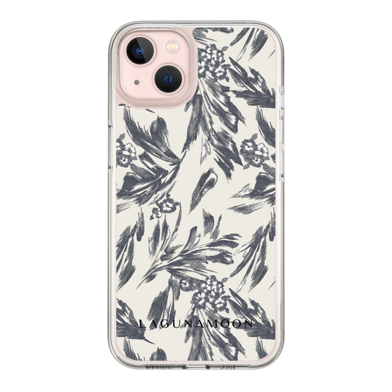Slim Protection Case［ LAGUNAMOON - BotanicalJacquard - White×Black ］