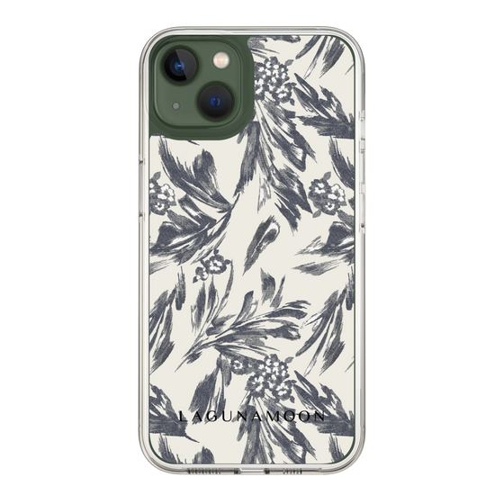 Slim Protection Case［ LAGUNAMOON - BotanicalJacquard - White×Black ］