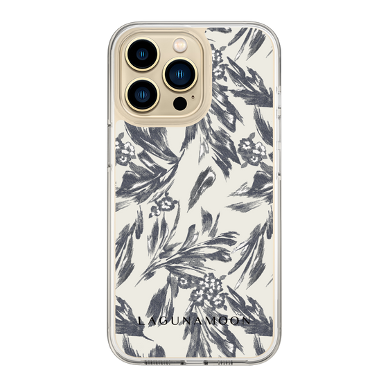 Slim Protection Case［ LAGUNAMOON - BotanicalJacquard - White×Black ］