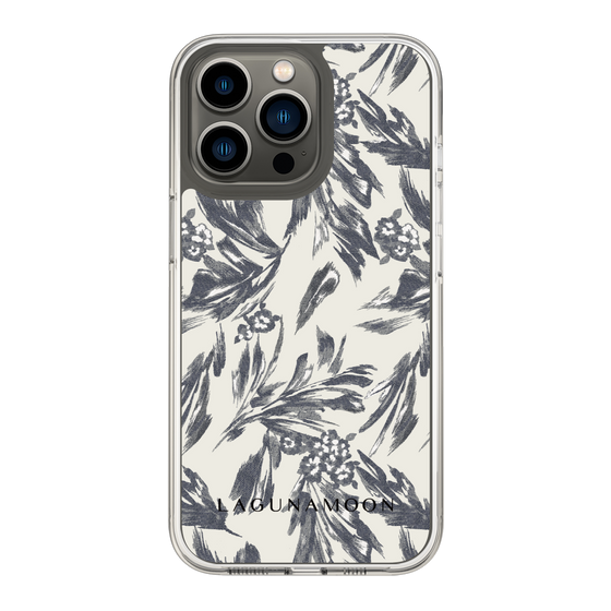 Slim Protection Case［ LAGUNAMOON - BotanicalJacquard - White×Black ］
