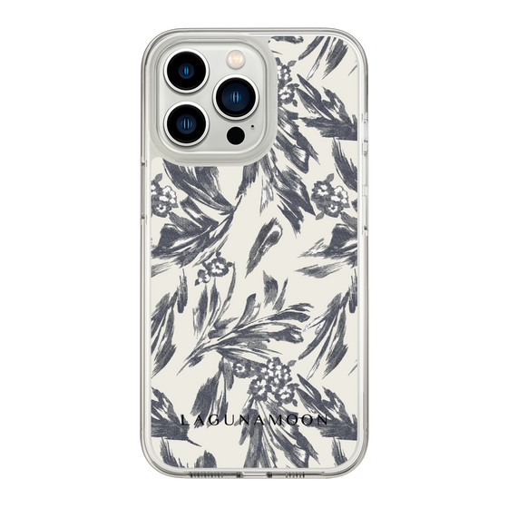 Slim Protection Case［ LAGUNAMOON - BotanicalJacquard - White×Black ］