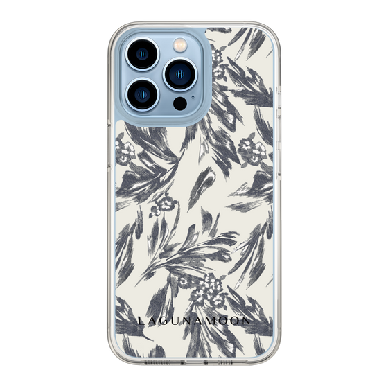 Slim Protection Case［ LAGUNAMOON - BotanicalJacquard - White×Black ］