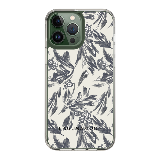 Slim Protection Case［ LAGUNAMOON - BotanicalJacquard - White×Black ］