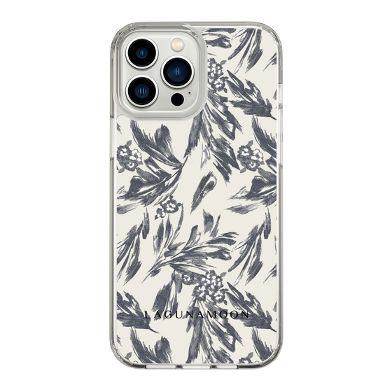 Slim Protection Case［ LAGUNAMOON - BotanicalJacquard - White×Black ］