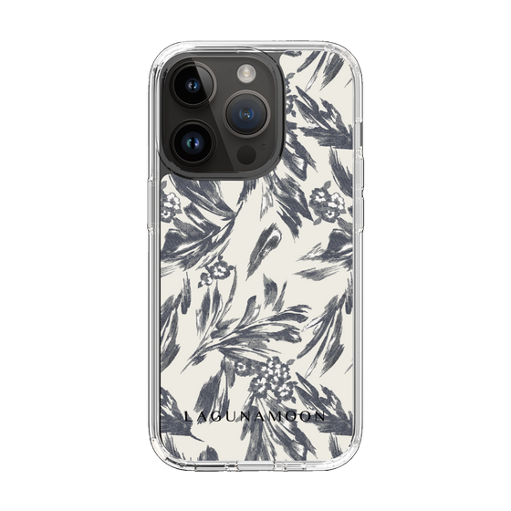 Slim Protection Case［ LAGUNAMOON - BotanicalJacquard - White×Black ］