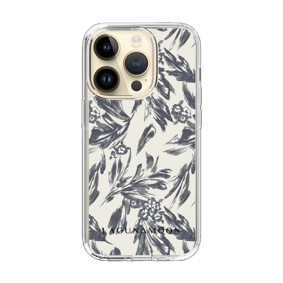 Slim Protection Case［ LAGUNAMOON - BotanicalJacquard - White×Black ］