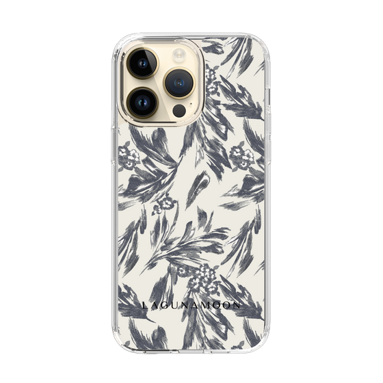 Slim Protection Case［ LAGUNAMOON - BotanicalJacquard - White×Black ］