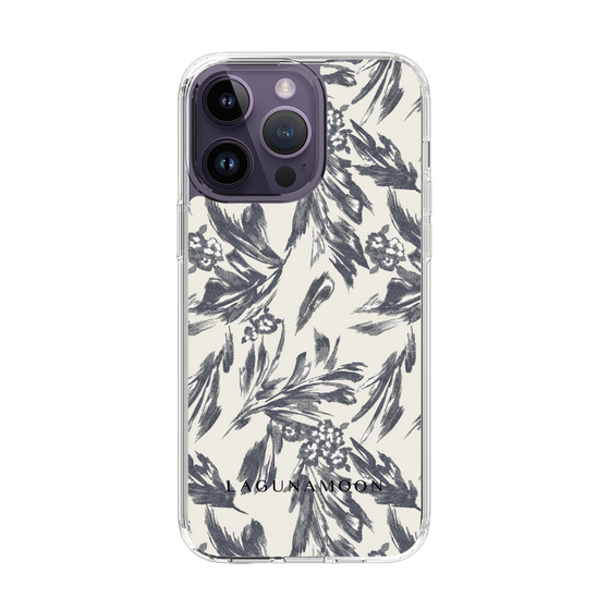 Slim Protection Case［ LAGUNAMOON - BotanicalJacquard - White×Black ］