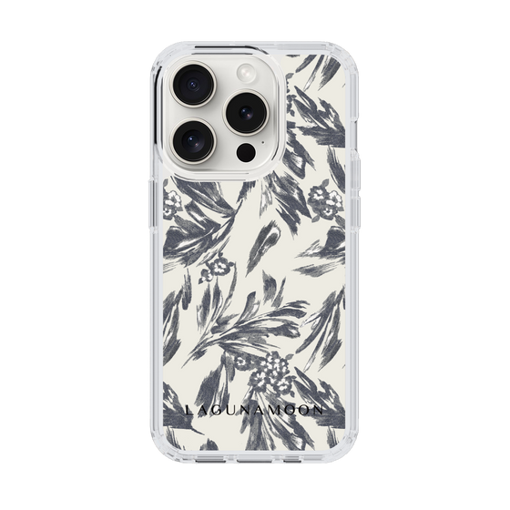 Slim Protection Case［ LAGUNAMOON - BotanicalJacquard - White×Black ］