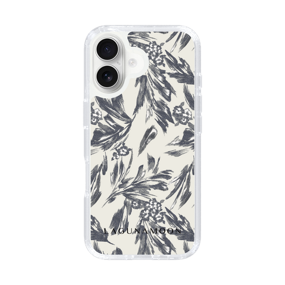 Slim Protection Case［ LAGUNAMOON - BotanicalJacquard - White×Black ］