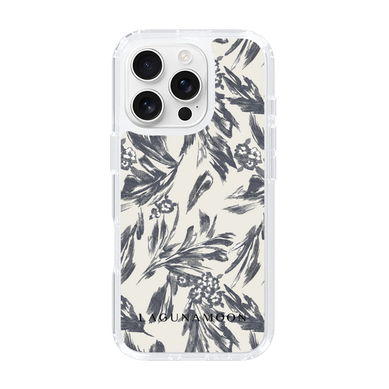 Slim Protection Case［ LAGUNAMOON - BotanicalJacquard - White×Black ］