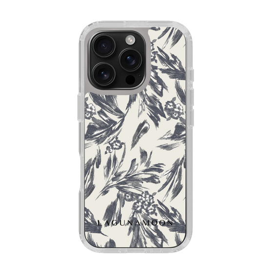 Slim Protection Case［ LAGUNAMOON - BotanicalJacquard - White×Black ］