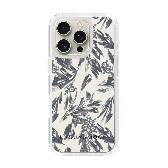 Slim Protection Case［ LAGUNAMOON - BotanicalJacquard - White×Black ］