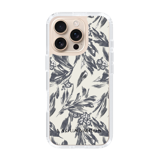 Slim Protection Case［ LAGUNAMOON - BotanicalJacquard - White×Black ］