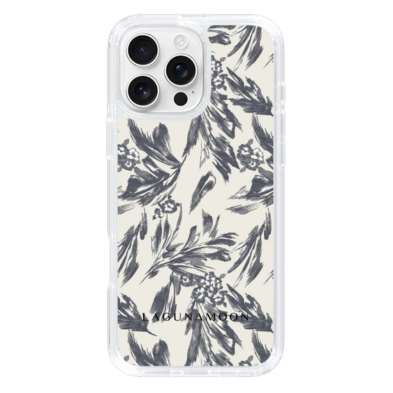 Slim Protection Case［ LAGUNAMOON - BotanicalJacquard - White×Black ］