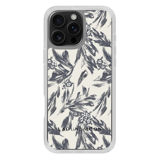 Slim Protection Case［ LAGUNAMOON - BotanicalJacquard - White×Black ］