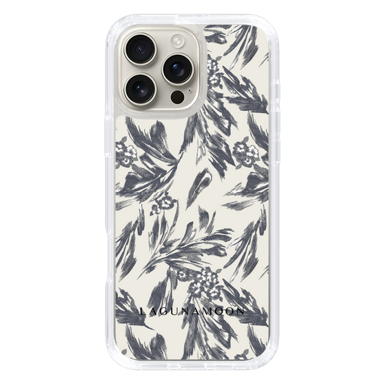Slim Protection Case［ LAGUNAMOON - BotanicalJacquard - White×Black ］