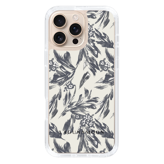 Slim Protection Case［ LAGUNAMOON - BotanicalJacquard - White×Black ］