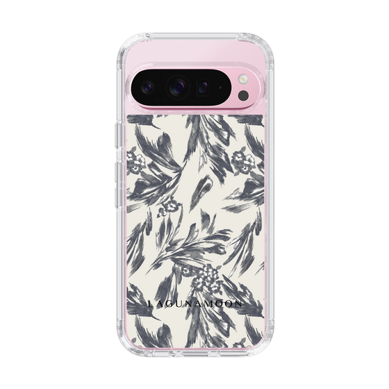 Slim Protection Case［ LAGUNAMOON - BotanicalJacquard - White×Black ］