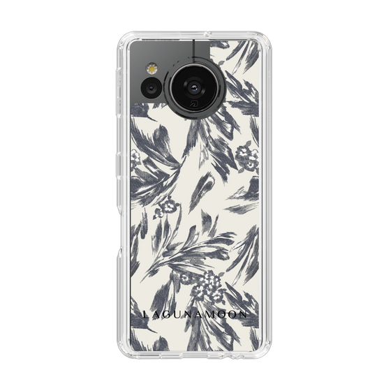 Slim Protection Case［ LAGUNAMOON - BotanicalJacquard - White×Black ］
