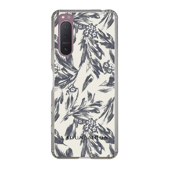 Slim Protection Case［ LAGUNAMOON - BotanicalJacquard - White×Black ］