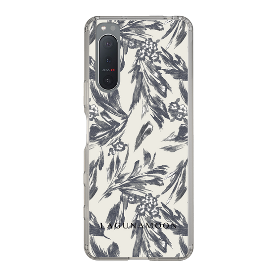 Slim Protection Case［ LAGUNAMOON - BotanicalJacquard - White×Black ］